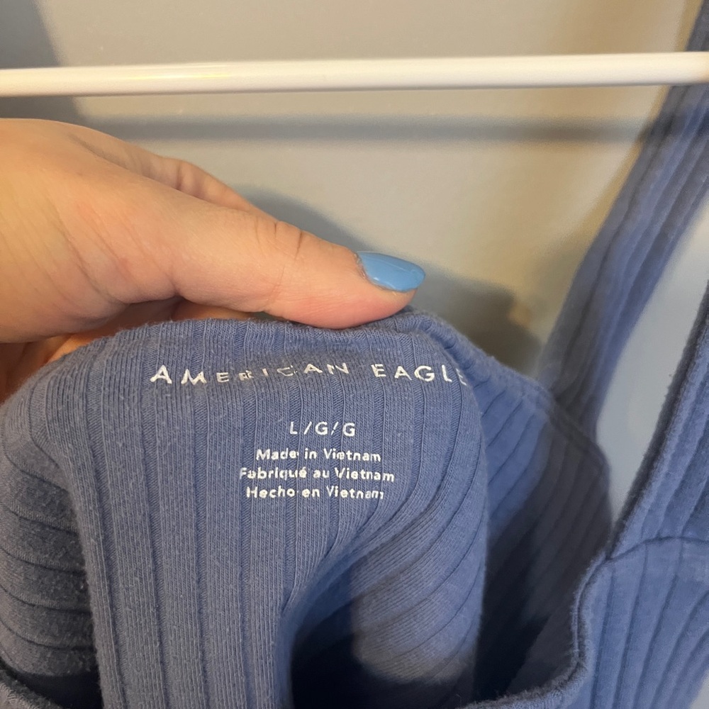 Blue Ribbed Women's Top - Picture 2 of 2